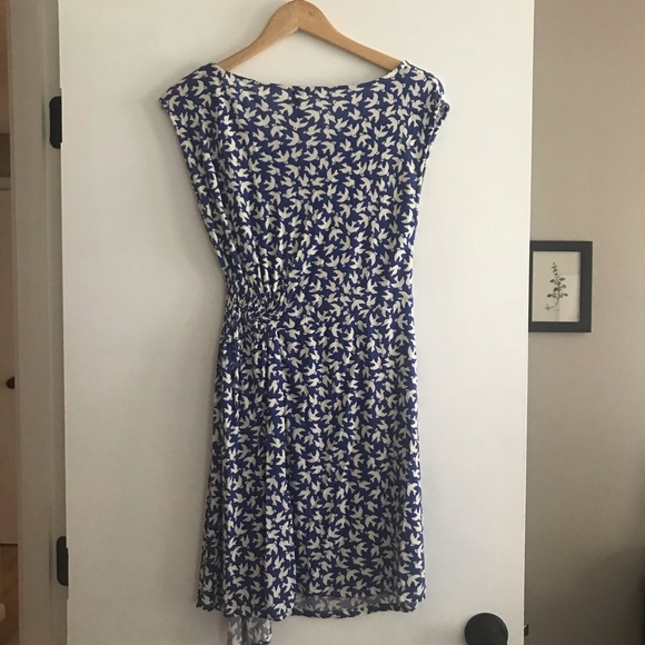Anthropologie Leifnotes Bird Print Blue Dress - Picture 5 of 6